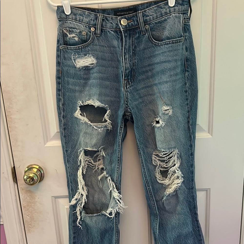 Medium Wash Ripped Boyfriend Jeans